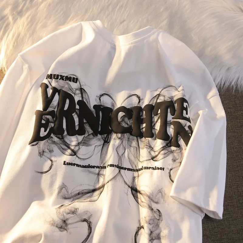 Professional Custom Manufacturer T-shirt Full  100% cotton Slim Fit Vintage Streetwear For Men Puff Printed