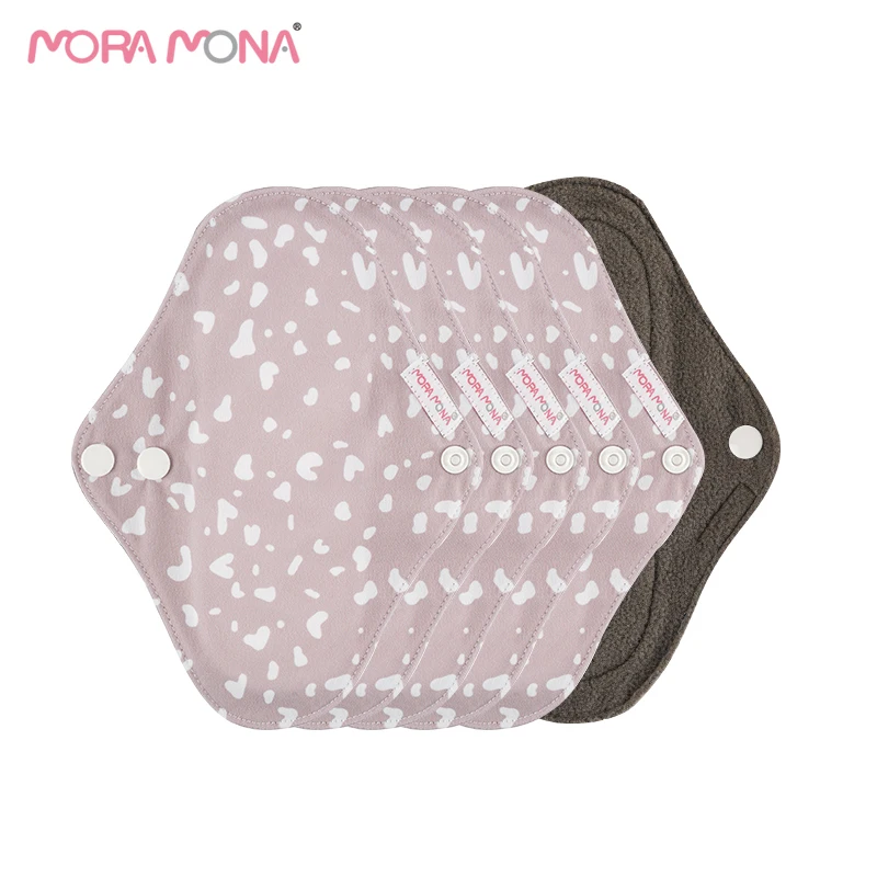 Женские гигиенические прокладки из многоразовой ткани Mora Mona 5 шт./компл., водонепроницаемые менструальные прокладки с принтом, салфетки