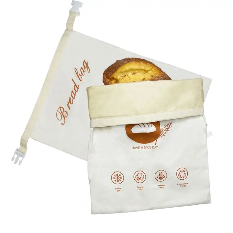 Factory Custom Reusable Linen Bread Bag Pure Cotton Beeswax Sourdough Bread Bags For Homemade Bread