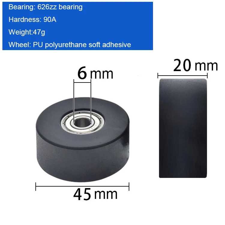 high quality PU soft Silent guide wheel Conveyor belt flat rolling wheel for conveyor belt with bearing