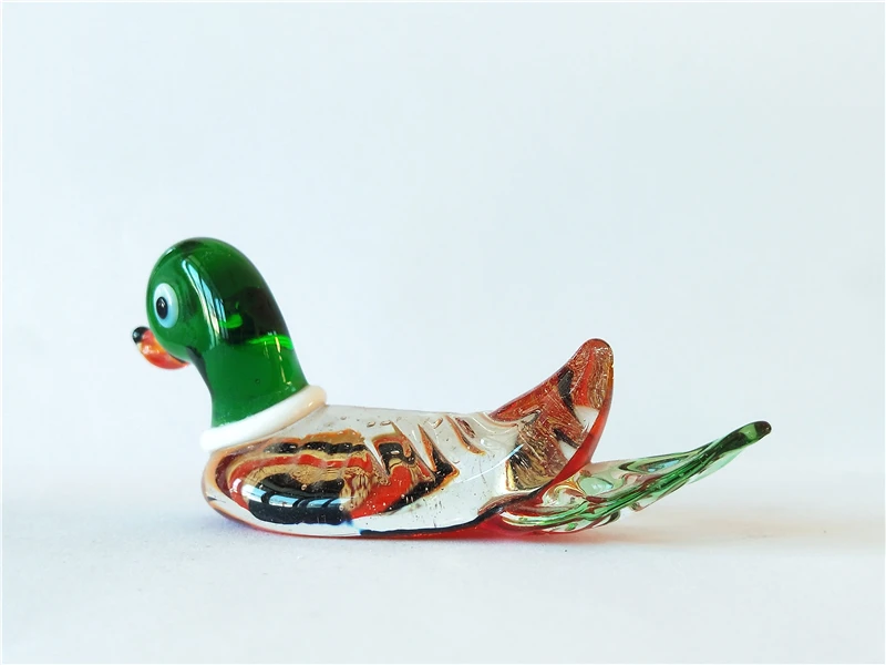 
Cute colorful handmade murano glass duck glass animal figurine 