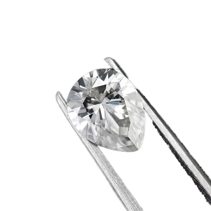 SICGEM 1 Carat Pure White D E F Color VVS1 VVS2 Grade Pear Cut Moissanite-Loose Gemstone