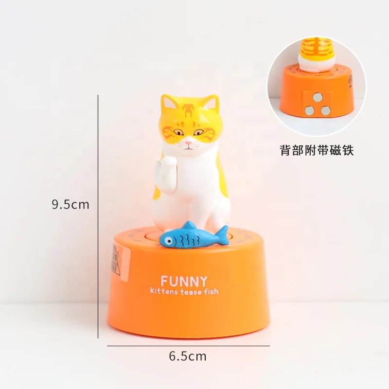Home and Kitchen 2024 New Arrivals Mechanical Kitchen Timer CAT Table Clock Timer Wind Up 60 Minutes Manual Countdown Timer
