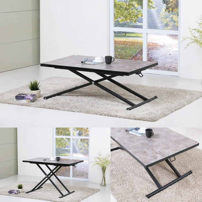 Tempered glass desktop metal base  dining adjustablift height lift multifunction coffee table up and down  table desk