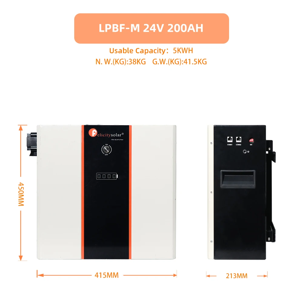 6000 Cycles Lithium Battery Pack Lifepo4 24v200Ah for Solar Electric Power System