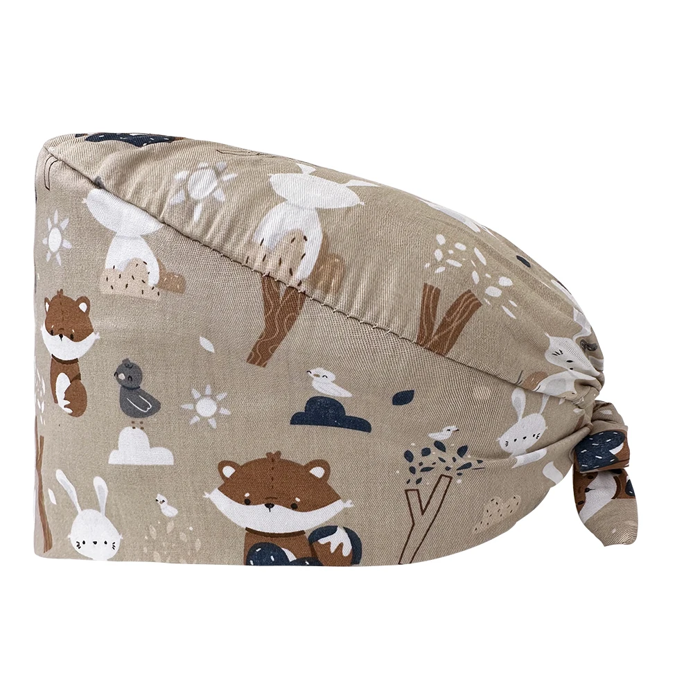 Custom Niaahinn Cotton Men And Womens Scrub Nurse Smile Face Hat Surgery Cap Medical Hat Scrubs Nursing Pet Shop Surgical Hat