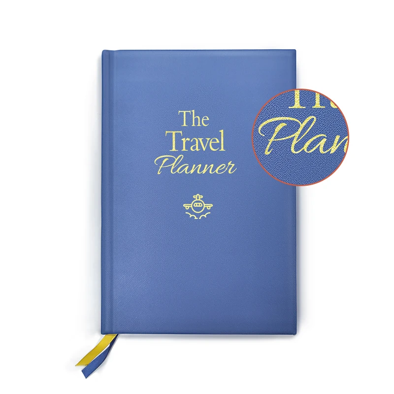 2023 book custom printing service custom size hardcover PU leather cover diary weekly monthly travel planner journal