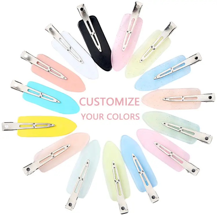 Wholesale custom no bend crease Seamless hair clips colorful acrylic curly bobby hair pins set for women hairstyle makeup