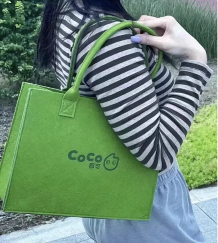 Reusable Custom Logo Eco-friendly Casual Large Capacity Felt Bag Women Felt Tote Bag Handbags Wool Felt Shopping Bag