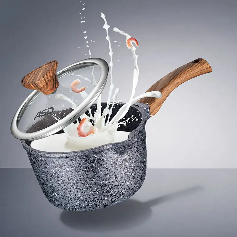 Electric And Burner Gas Stove Cooking Marble Coating Cast Aluminum 32cm Wok With Lid