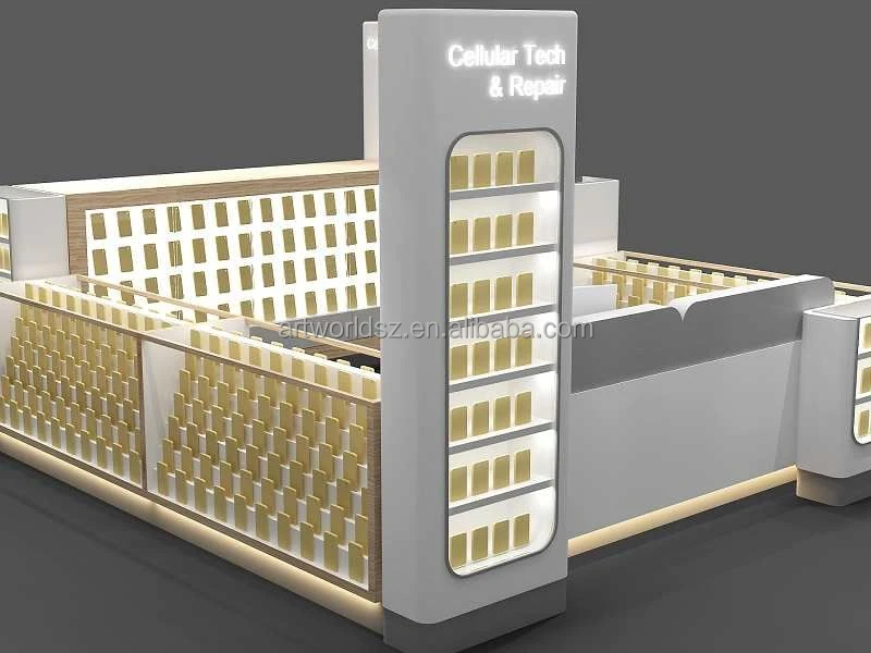 Artworld Displays Cellular Cell Phone Accessory Retail Kiosks Design W/ Phone Fix Counters Combined