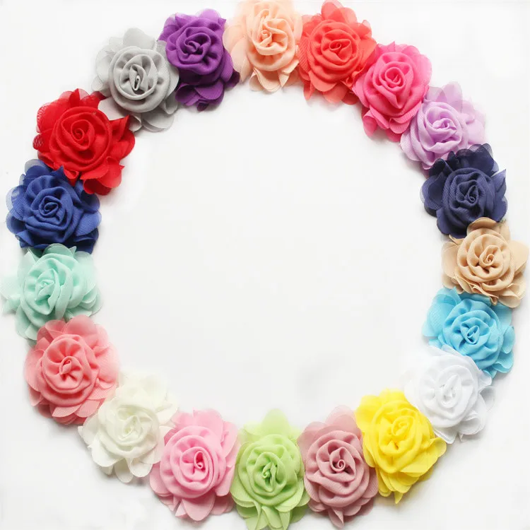 30 шт./лот, 2,5 'мини-платье из шифона с цветочным принтом повязка на голову, с розочками, ремесло, завязка для волос; Головные повязки с цветком Аксессуары 29 цветов в наличии