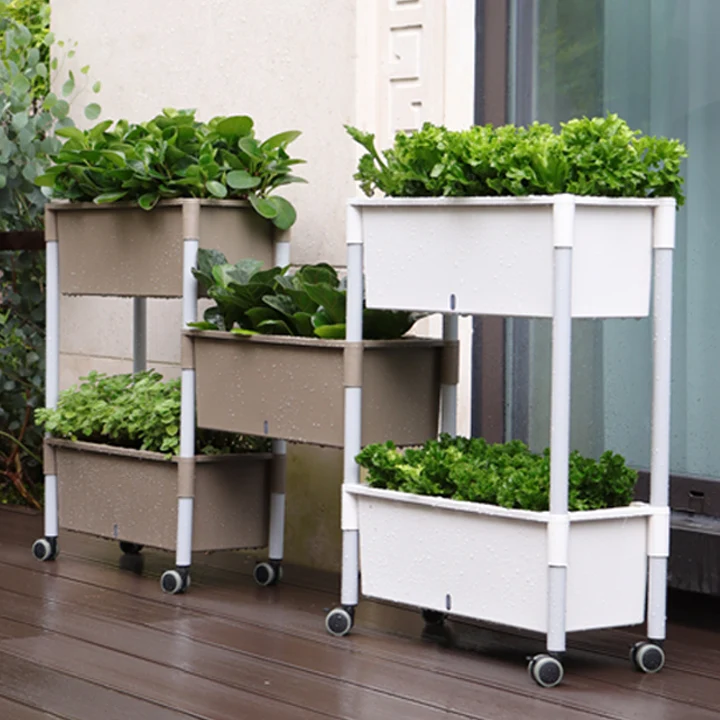New design plastic balcony Garden Flower Planter box Elevated Vegetable Box Stand 1-5 Tier Raised Garden Bed(ZP-30-2)