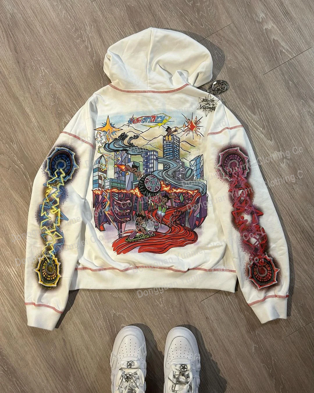 Y2k Streetwear Custom luxury sweatshirt terry graphic dtg print heavy weight 400gsm full zip up men digital hoodie