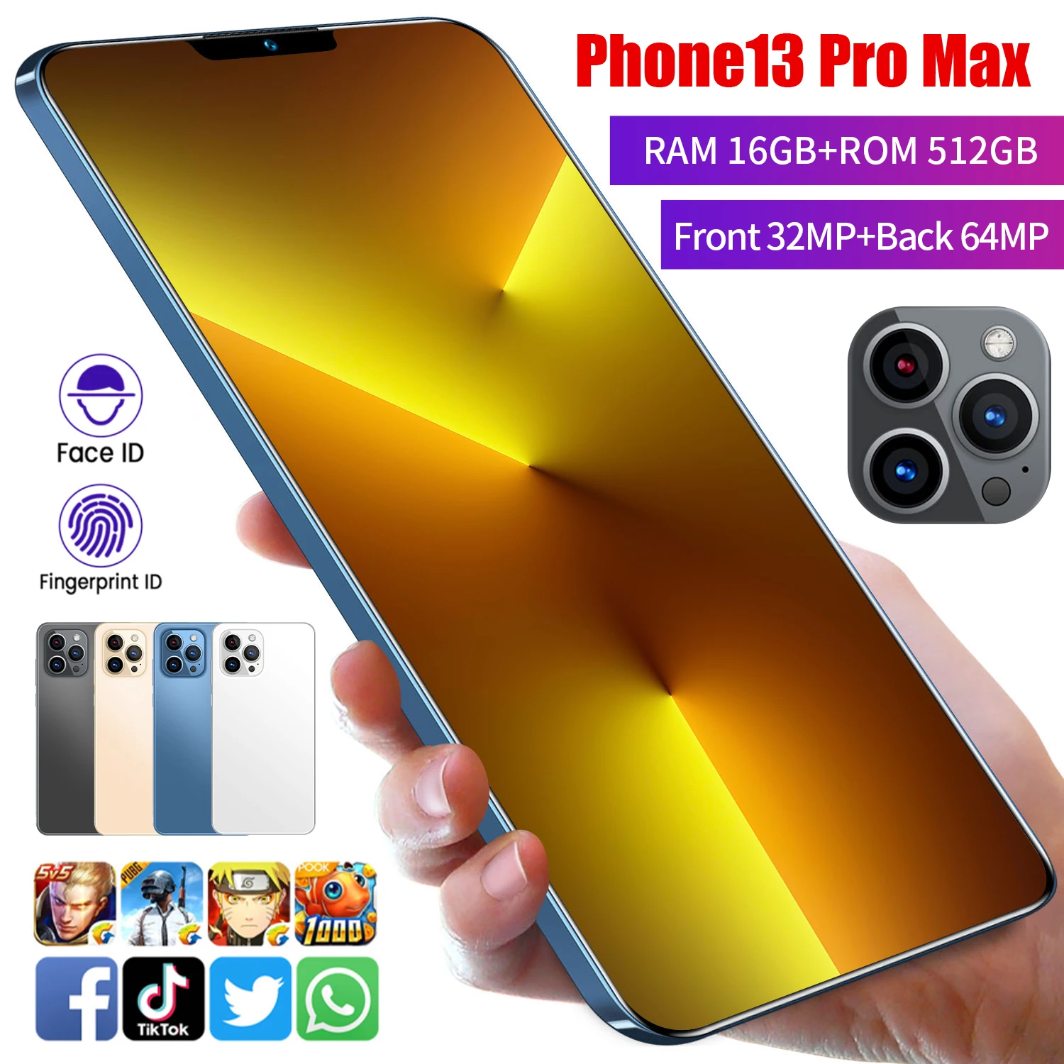 2021 Прямая поставка с завода phone13 pro max смартфоны android 10 две sim-карты 16 + 512 Гб мобильные телефоны 5g высокого