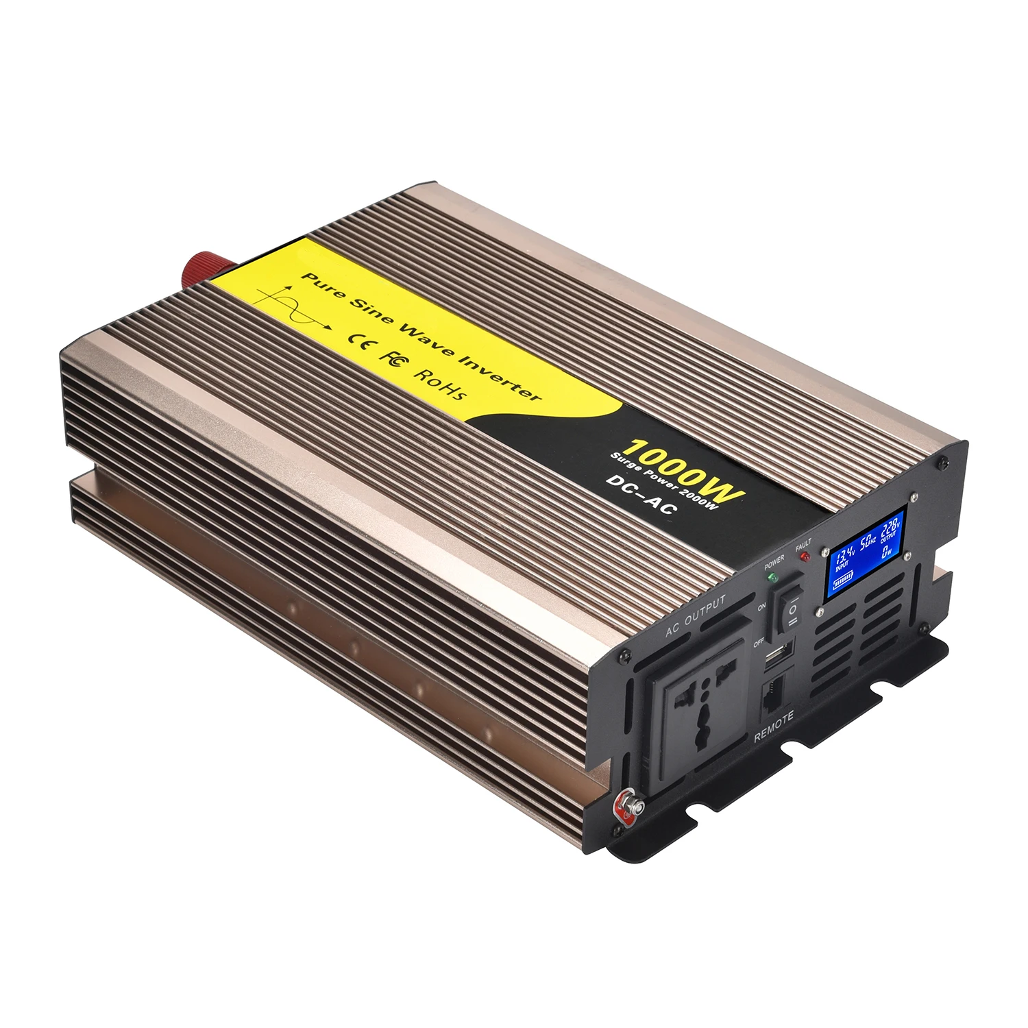 High quality charging mains switch 12V 24V 48V to 220V Pure sine wave 1000W inverter 2000W solar inverter