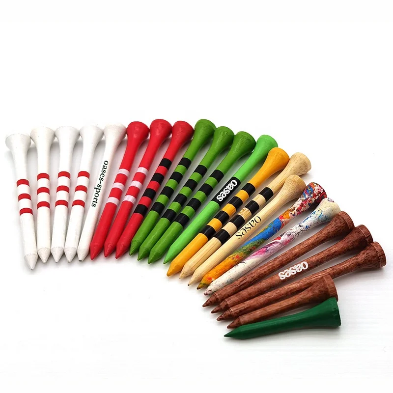 70mm 83mm Factory Direct Customized Printed Wooden Bamboo Golf Tees with Plastic Bag