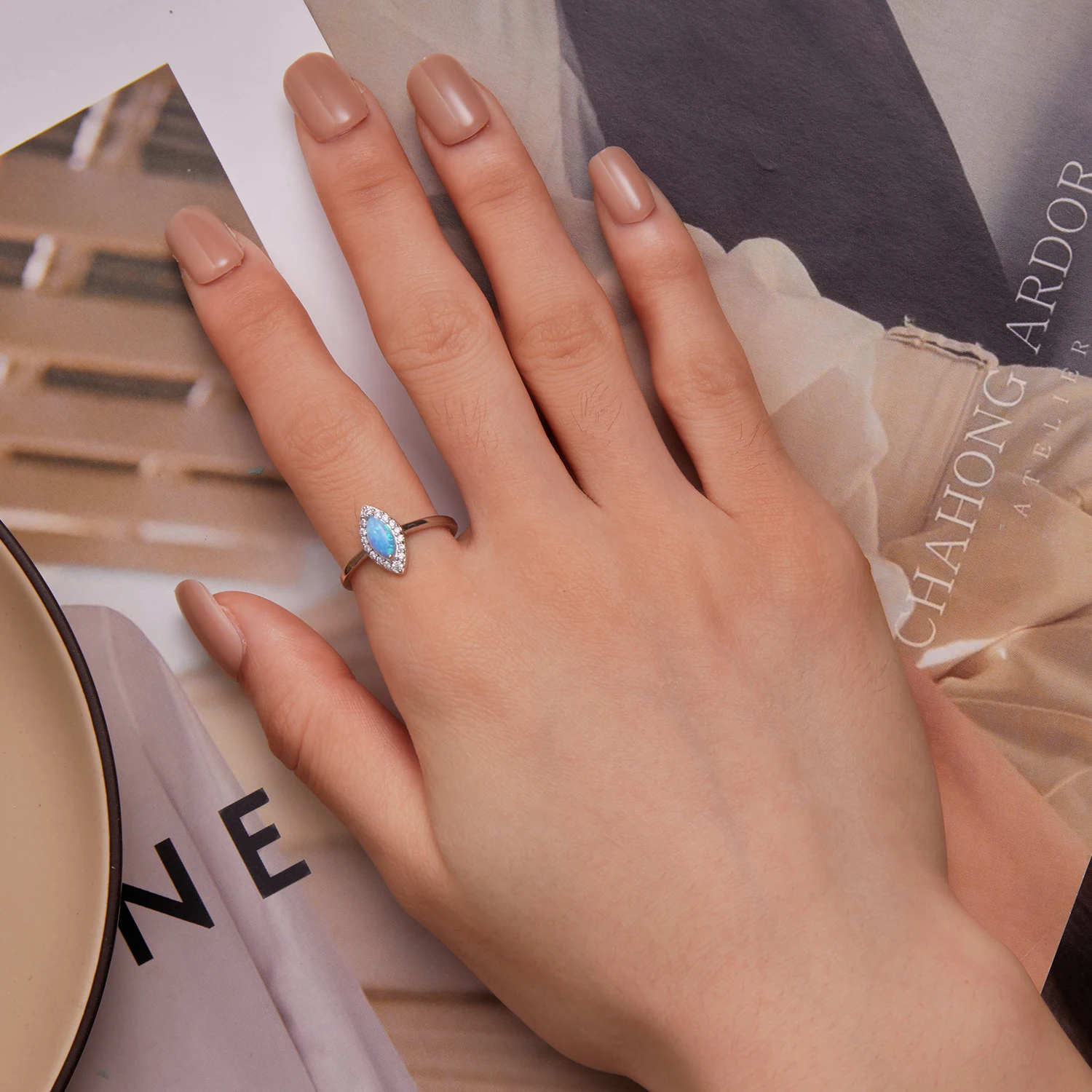 925 Sterling Silver Rings Blue Evil Eye Rings Blue Opal Rings