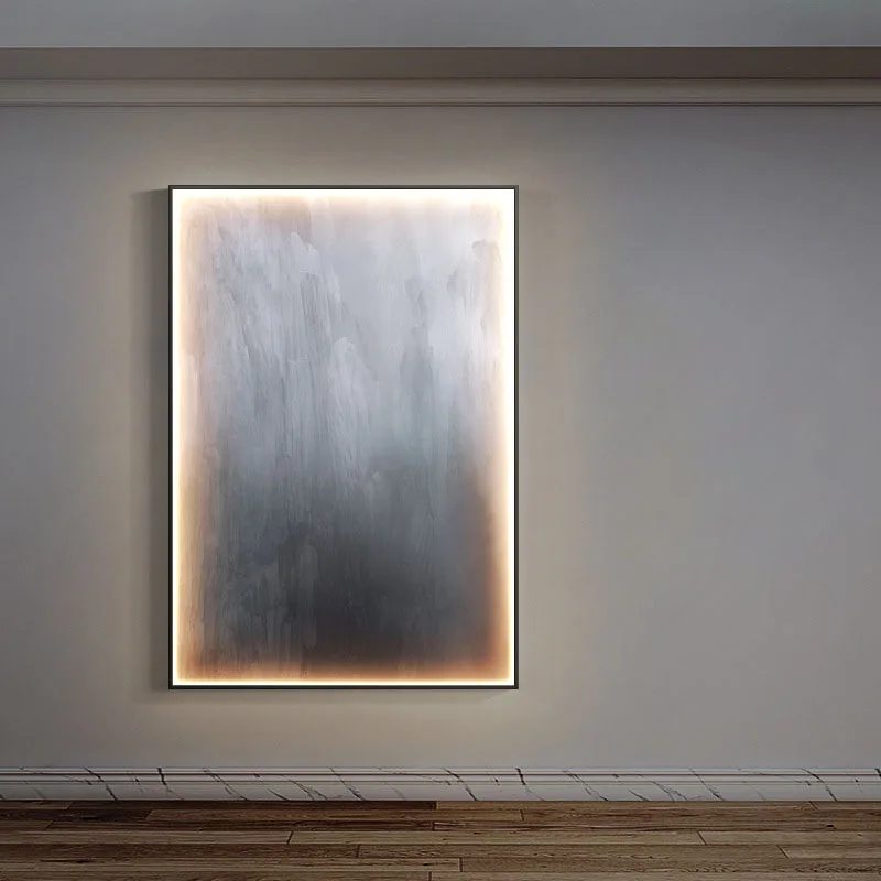 New Chinese Style Porch Decorative Painting Simple and Abstract Living Room Floor Mural LED Light Hanging Painting