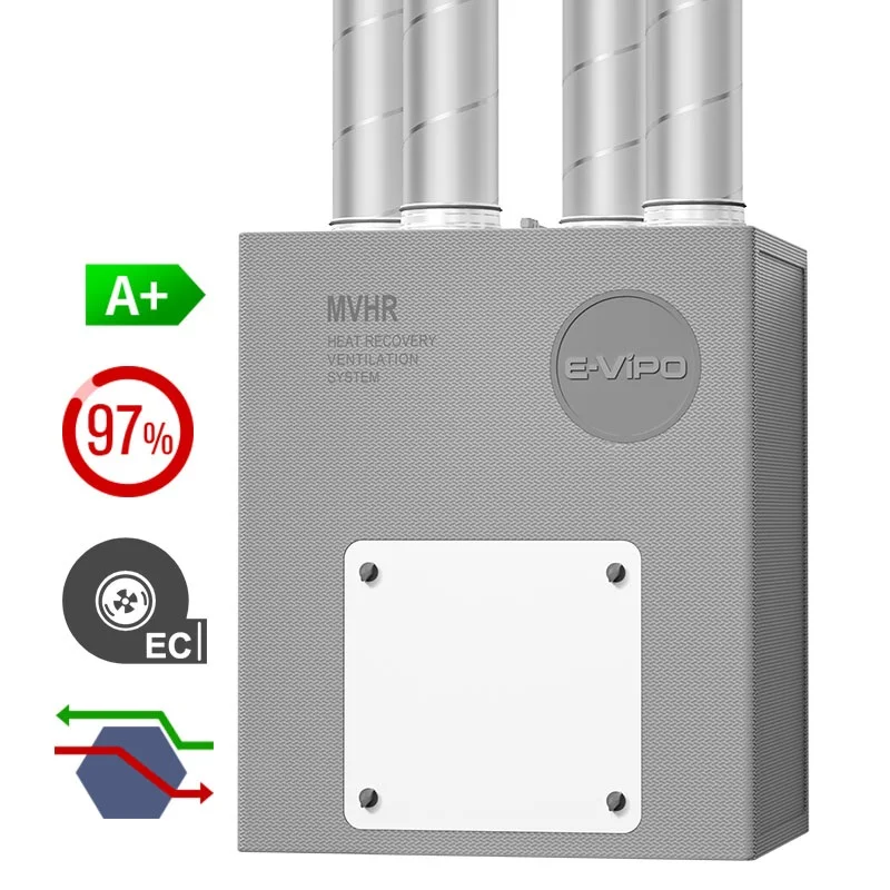 E-VIPO Vertical ERV Ventilation HVAC Fresh Air Heat Recovery Air Exchanger Recuperator Ventilation Wall Heat Recovery System