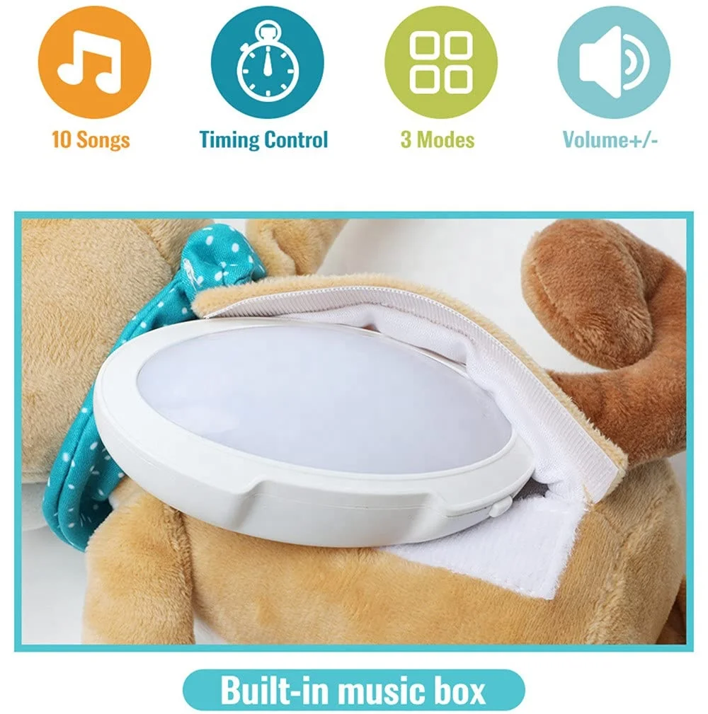 Infantile Sleeping Plush Toy Soft Toys Night Light Star Projector Lullaby Sound Bear Plush For Baby Kids Squishies Sleep Soother