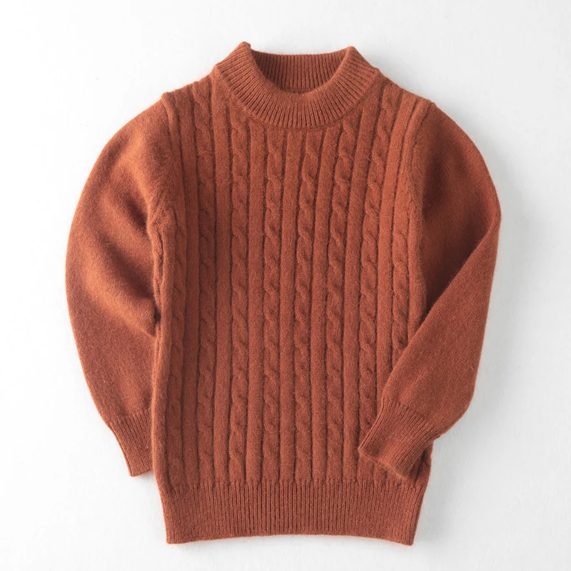 Удобный кашемировый простой стиль теплый толстый вязаный детский свитер