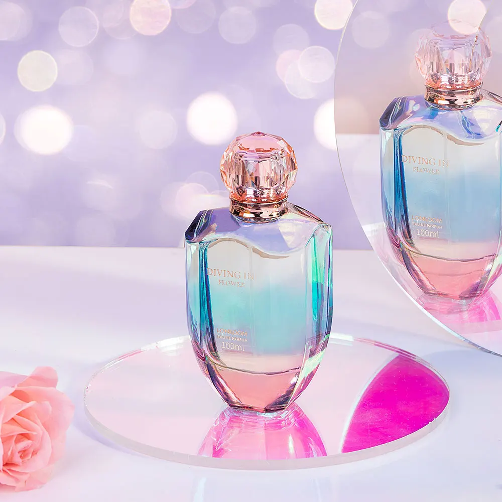 OEM/ODM Custom Private logo 100ml Floral Female Perfume with Colorful Shiny Bottle Perfume Women Body Spray