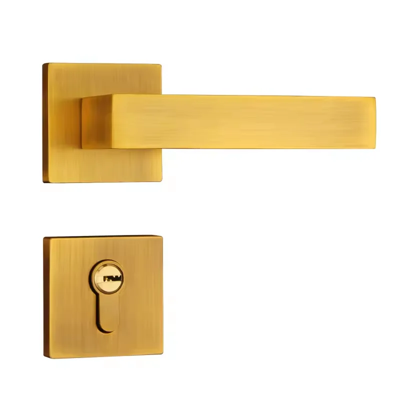 2024 hot Square door knob Gold Brass Black White Grey mortise interior Factory Customized Zinc Lever handle Door Lock Handle set