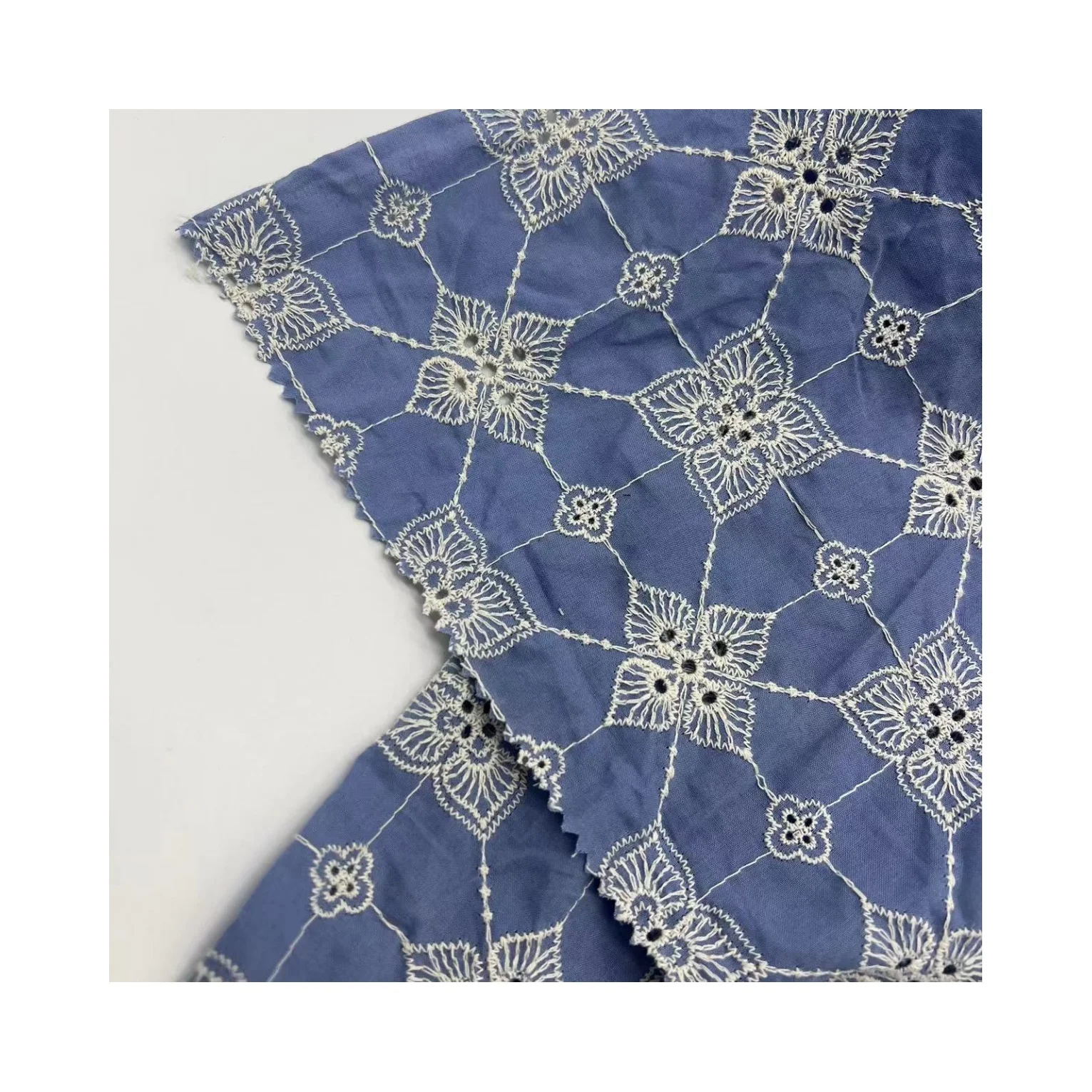 factory direct sales full cotton blue embroidery net fabrics for dresses