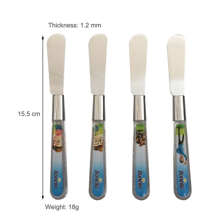 
Custom Colors Stainless Steel Cheese Blade Plastic Handle Children Butter Knife spreader  (1600253733516)