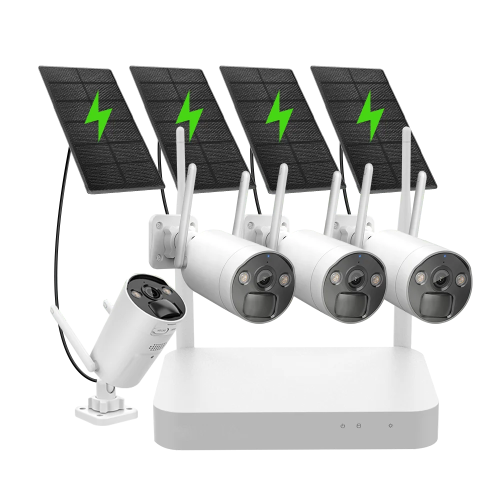 Solar Camera System 4 Pcs 3mp Solar Camera With Solar Panels Video Surveillance Cameras With Wifi Security Wireless Outdoor