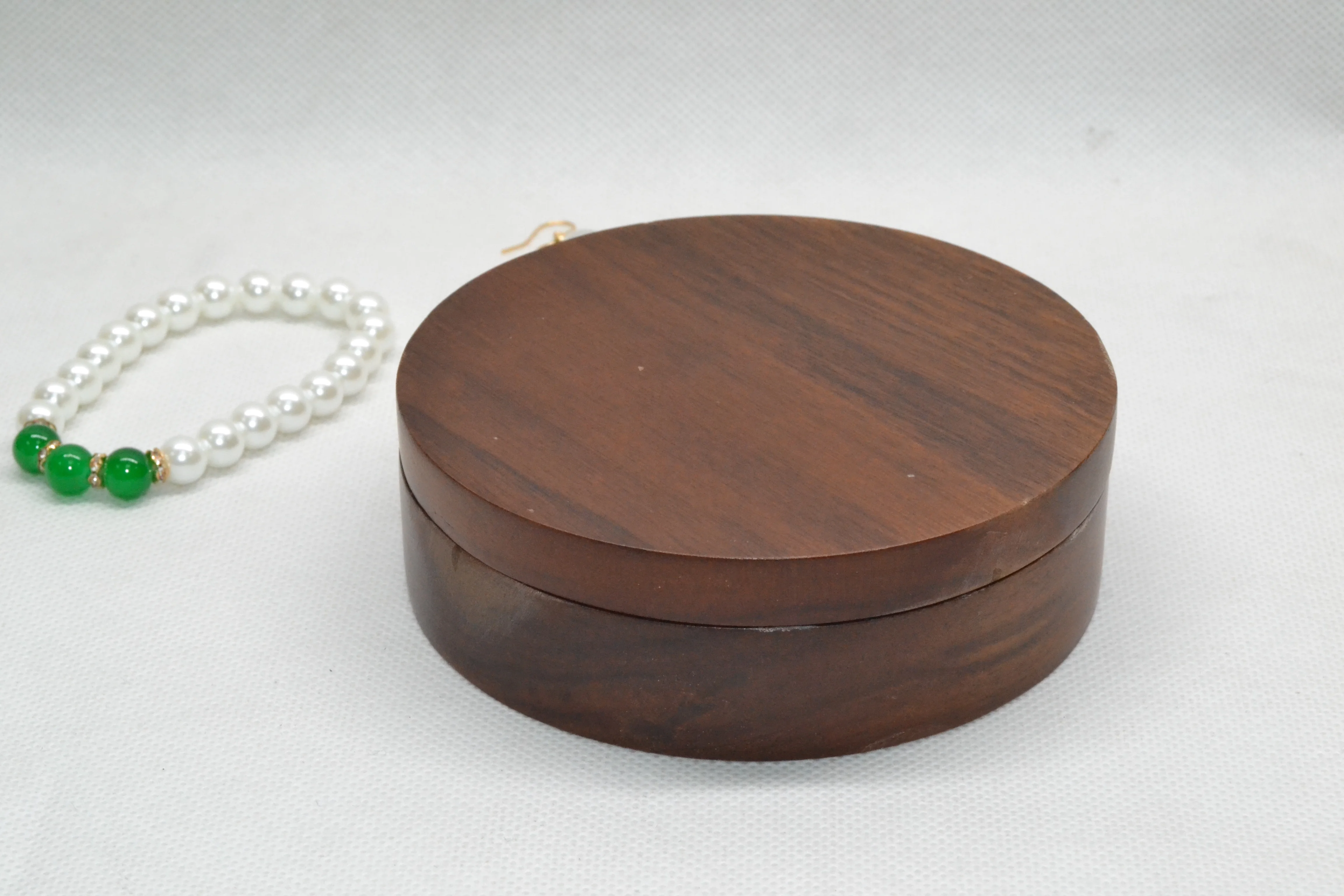 Handmade Luxury round Walnut Wooden Box for Jewelry Storage Gift Box for Bracelets Necklaces Rings Black Wood & Bamboo