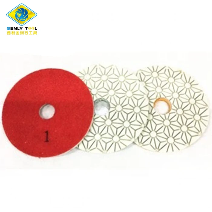 Hot sale 4inch Quartz Marble Granite Flexible Wet Diamond 3 Step Polishing Pads