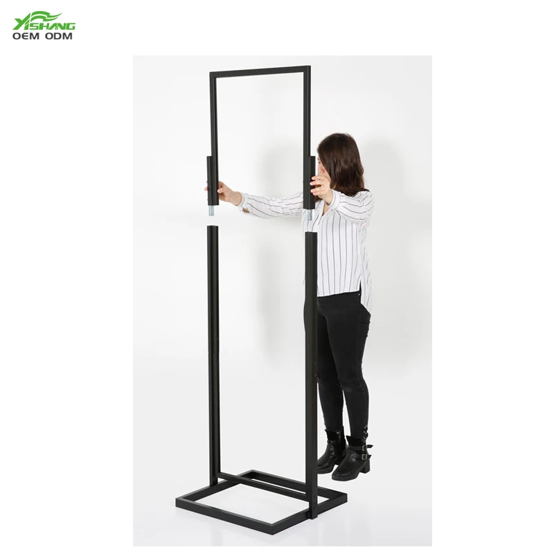 Fashion shop racks stainless steel sign holder metal sign stand poster stand display holder shelf