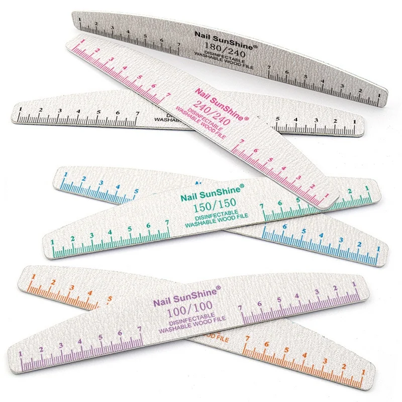 Nailsunshine Cross-Border Half-Moon Nail File Dual Side Gray and White Emery Sandpaper for Manicure and Nail Surface Polishing