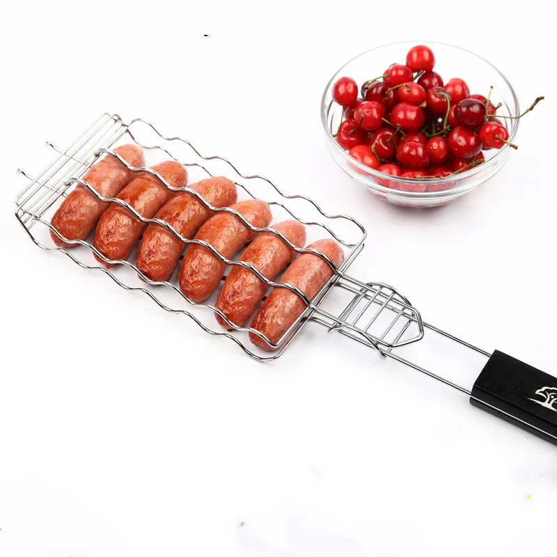 BQT006 High Quality Stainless Steel Grill Basket Sausage Grilling Rack for BBQ