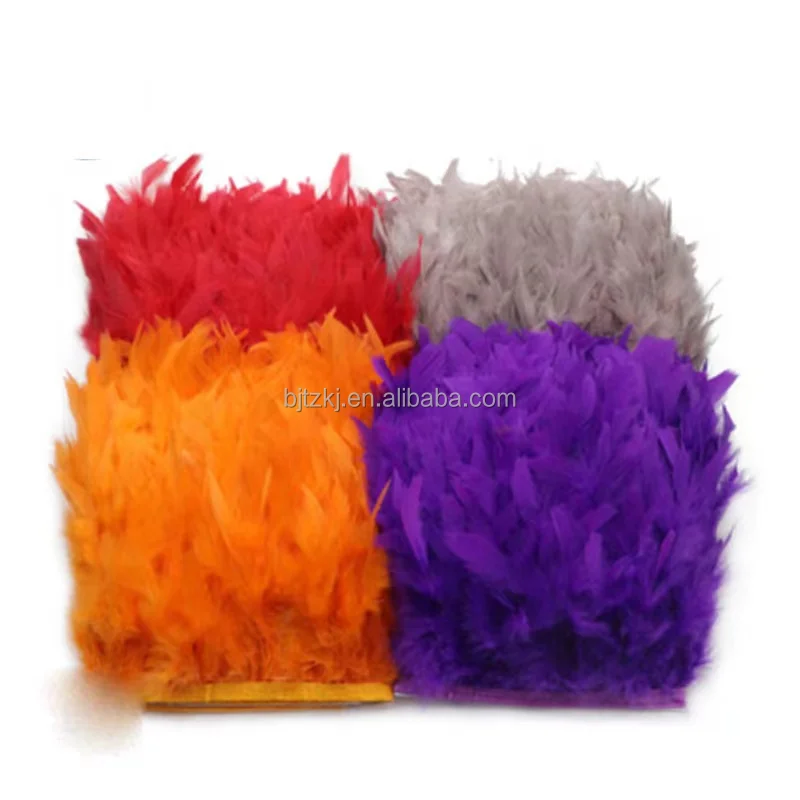 Top Quality Cheap Feather Trim White Dyed Turkey Feather Fringe Trimmings For Clothing