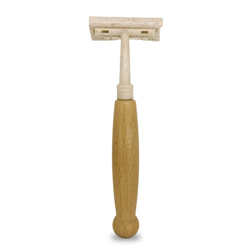 Eco Friendly Biodegradable Razor Optional Twin Blade Triple Blade Razor Bamboo Wood Handle Safety Men Disposable Hotel Razor