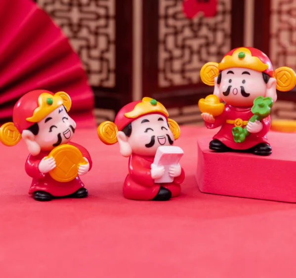lunar God of wealth chinese new year decorations 2024 doll human body 3d toy mini figure people for cake topper pendant keychain