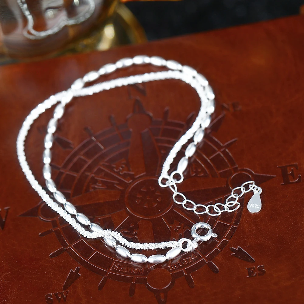 Elegant Fine Sterling Silver 925 Full Star Beads Chain Layered Bracelets Women Fine Jewelry Bracelet