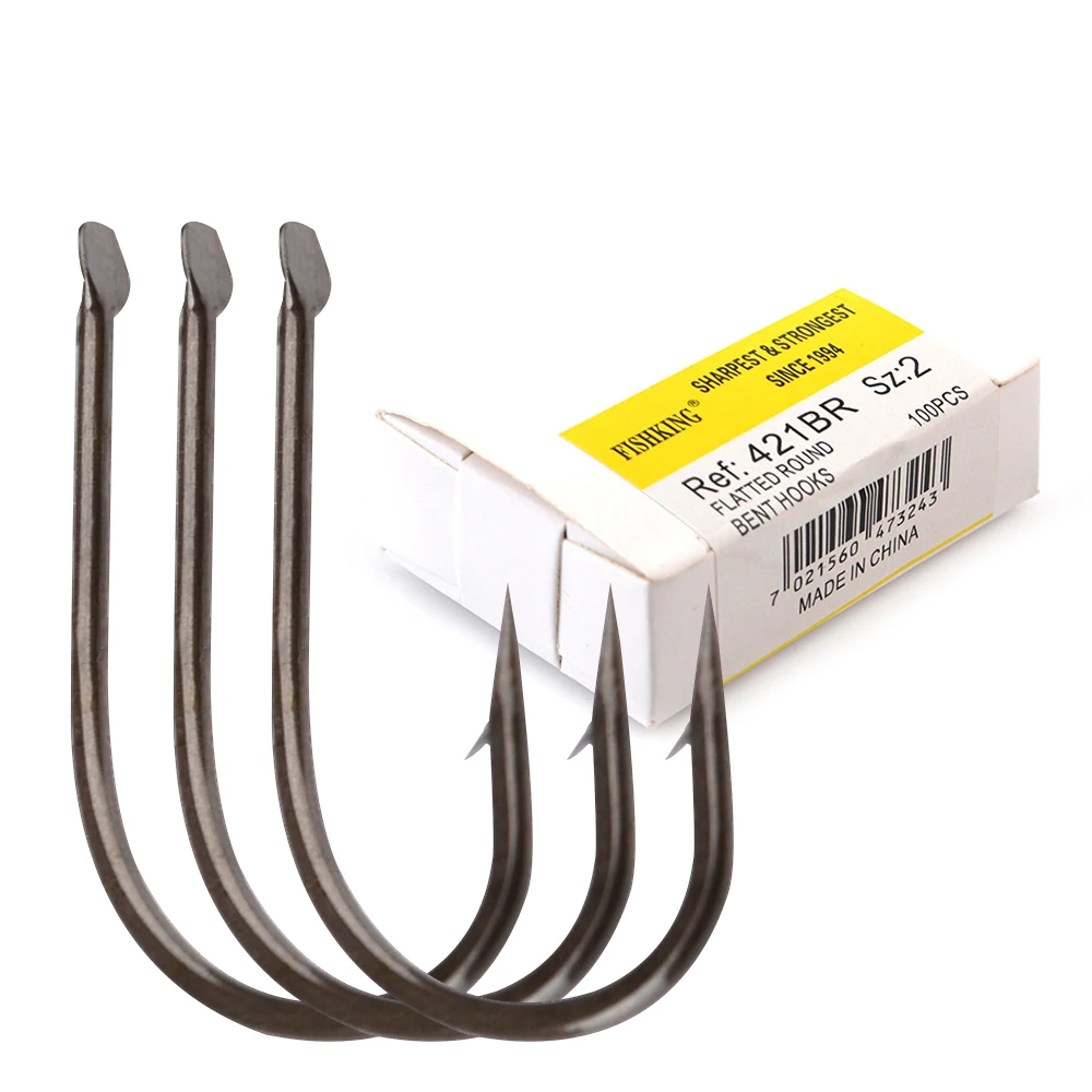 FTK-421BR Whosale OEM 100 Pcs Flated High Quality Carbon Steel Fish Hooks Bulks Box Carp Saltwater Sea Fishing Hooks