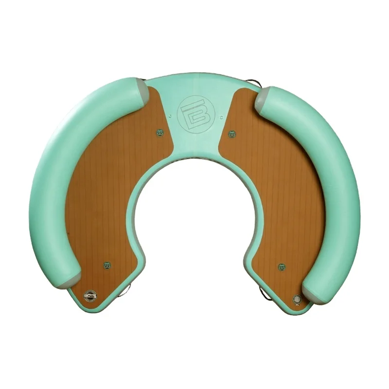 High Quality Teak EVA C Shape Double Wall Fabric Inflatable Water Mat Circular Dock Floating Island