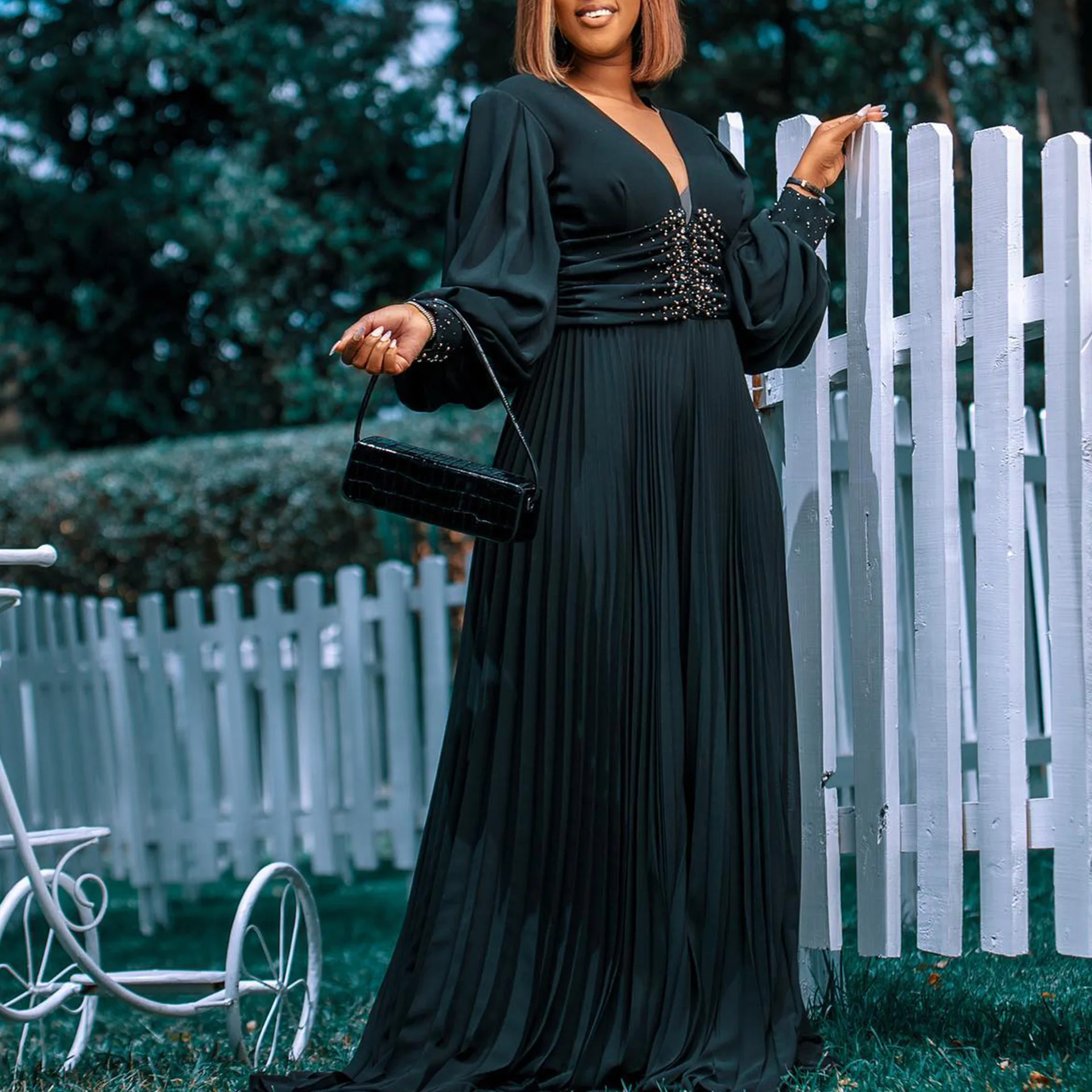 Club party new arrivals plus size women clothing elegant loose wide leg jumpsuit beading elegant white pleated jumpsuit