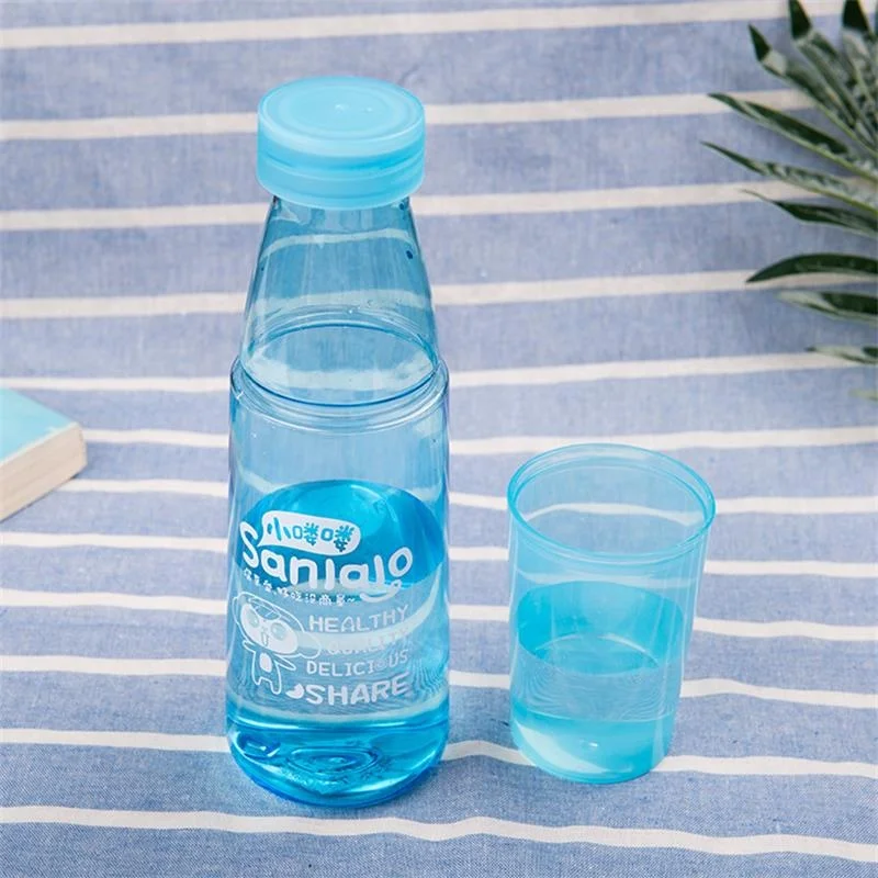 
Cartoon plastic water cup with lid and cup colorful customizable LOGO can be used for two water cups 