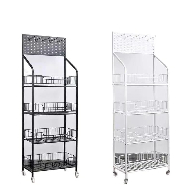 Convenient Store Supermarket Snack Shelf Storage Rack Metal Multi-layer Display for Drinks Food Toys Cashier-Movable Rack