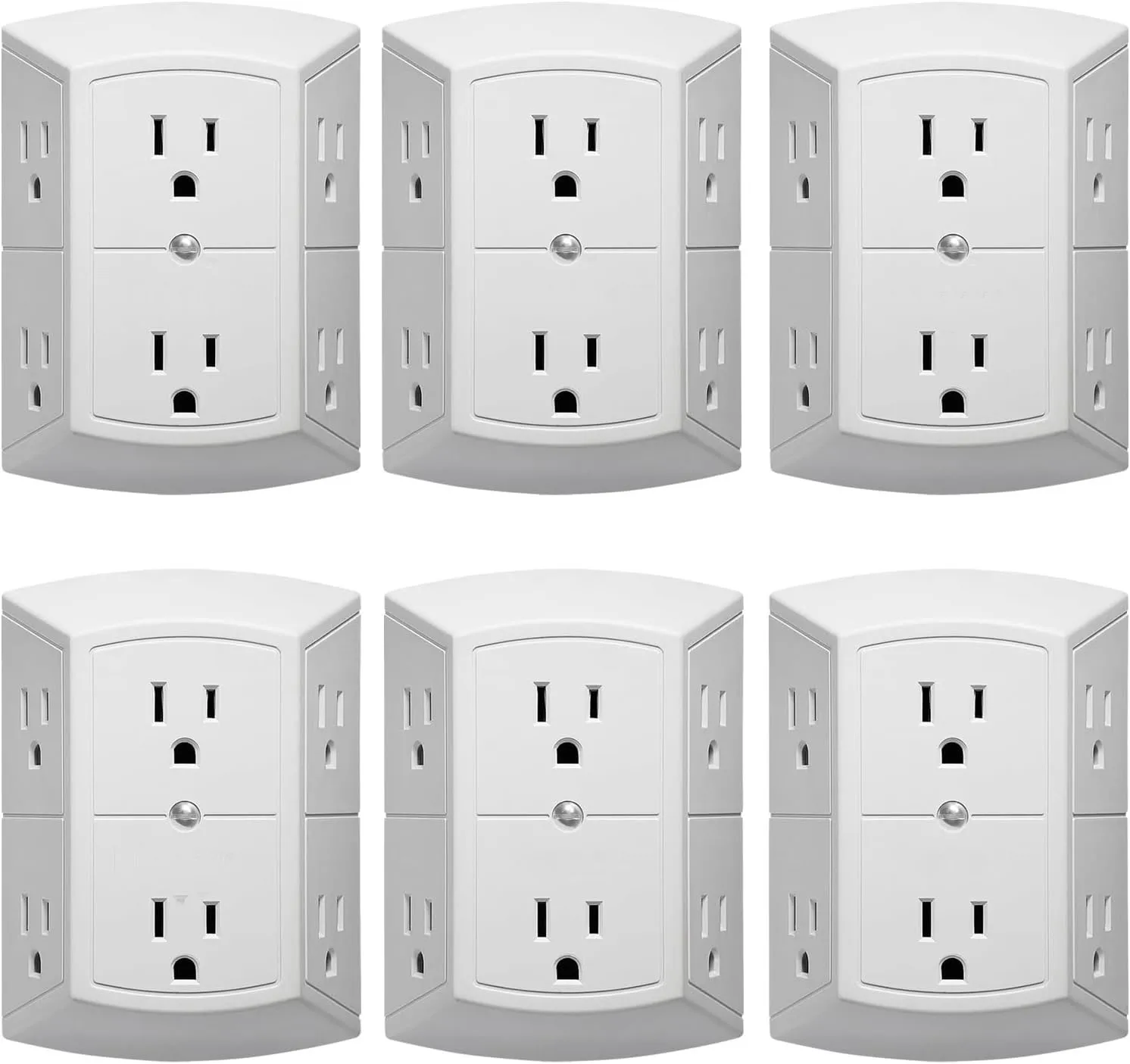 Multiple 6-Outlet Wall Plug Extender for Electrical Outlets