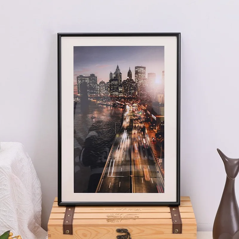 A3 A4 Silver Gold Rose Black Anodizing Metal Photo Frame Brushed Aluminium Painting Photo/Picture Frame wall  hanging