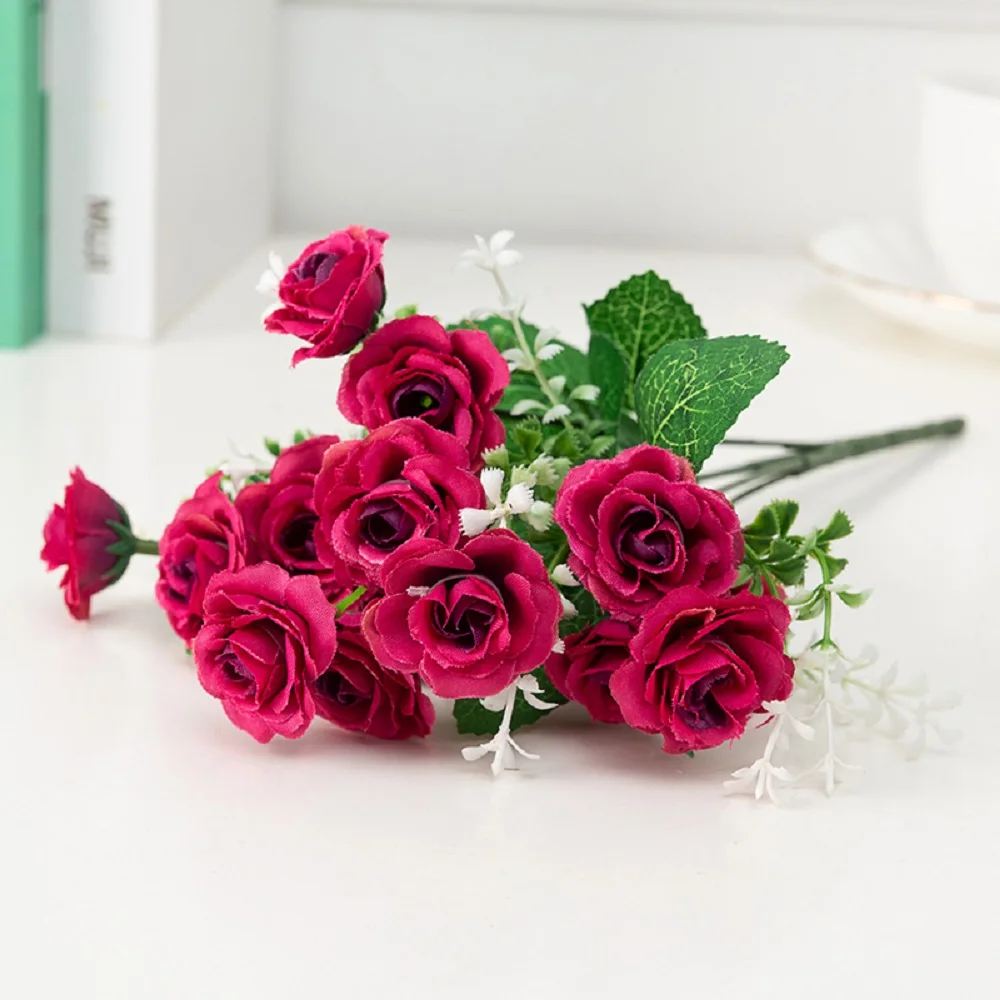 Wholesale artificial roses decoration artificial flower small bouquets home party wedding rose bouquets