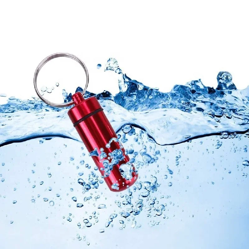 EDC Waterproof Medicine Pill Sealed Key Chain Survival Capsule Storage Bottle For Camping Hiking Traveling