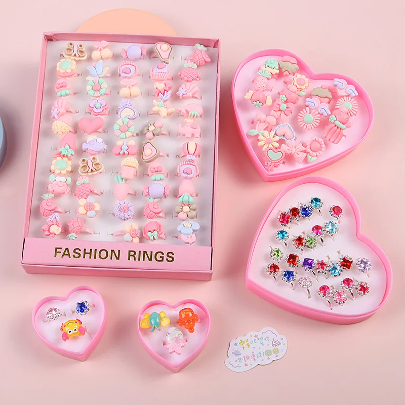 Wholesale Gift Set Kids Korean Style Cartoon Cute Jewelry Ring Sets Plastic Rings For Children